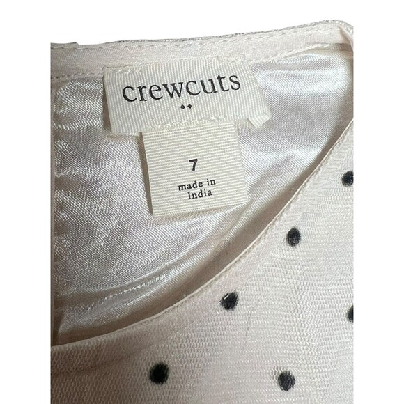 J Crew Crewcuts Polka Dot Tulle Overlay Dress‎ Puff Sleeve White Dot Kids Size 7 - Picture 5 of 9